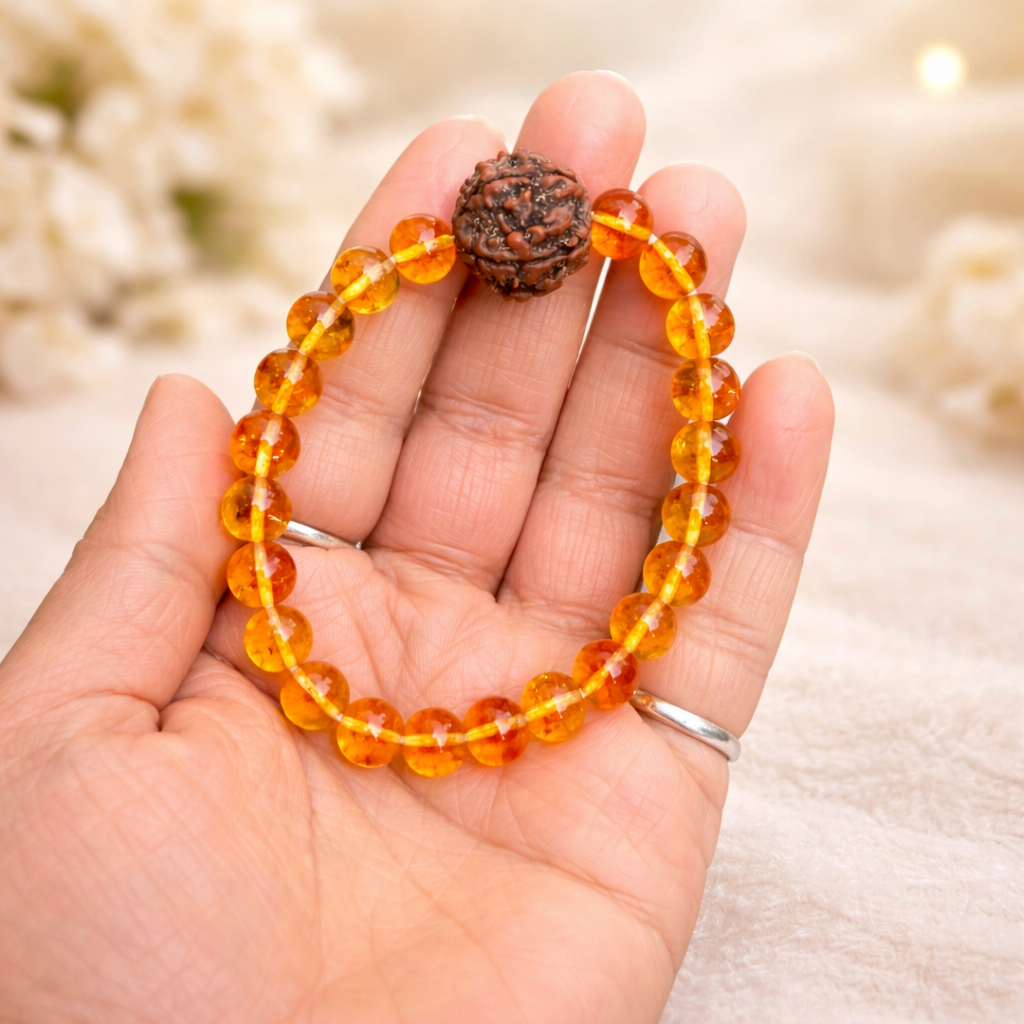 Citrine & Rudraksha Bracelet - Image 3